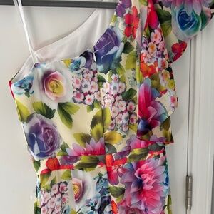 Betsy & Adam Midi Chif Print One Shoulder